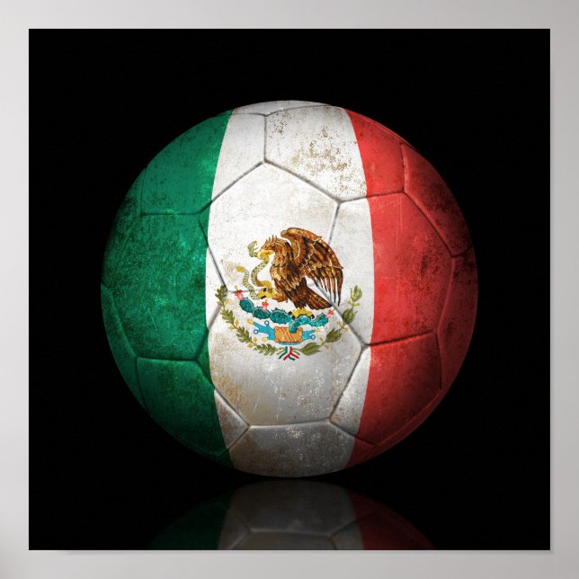 Póster Balón de fútbol de Bandera Mexicana (Frente)