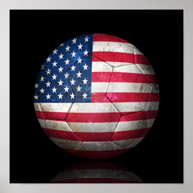 Póster Balón de fútbol de Bandera Norteamericana (Frente)