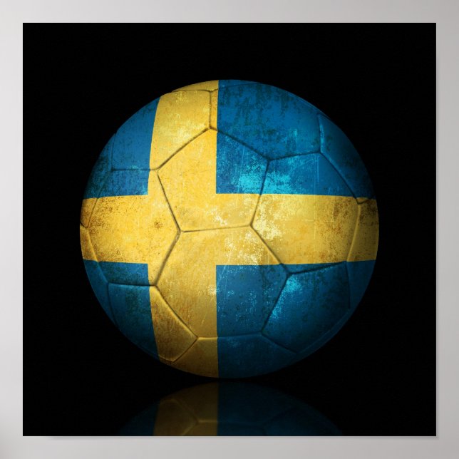 Póster Balón de fútbol de Bandera Sueca (Frente)