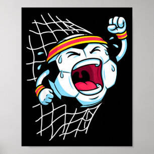 Póster Balón de fútbol de dibujos animados divertido romp