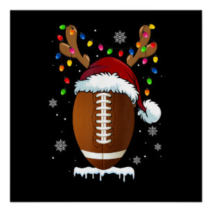 Póster Balón de fútbol de Navidad Santa Luces Divertido C