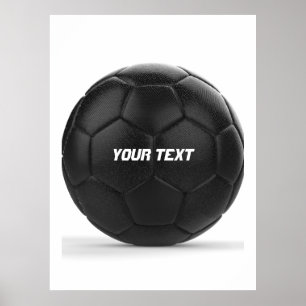 Póster Balón de Fútbol Negro Moderno Personalizado