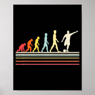 Póster Balón de Fútbol Patada Evolución Humana Retro Vint