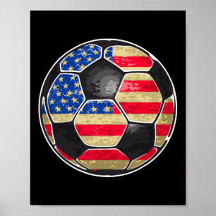 Póster Balón de Fútbol Patriótico Bandera de EE. UU.