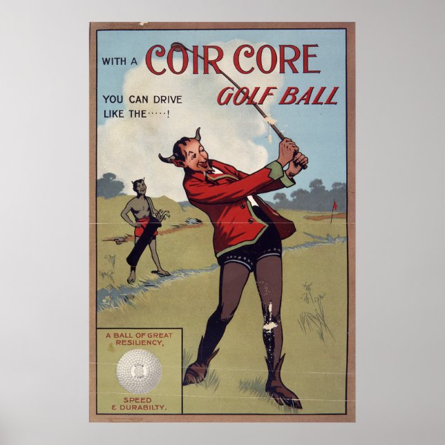 Póster Balón de golf del núcleo del Coir, 1907 (Frente)