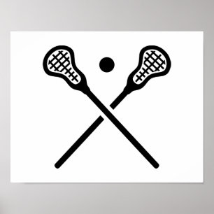 Póster Balón de palos de lacrosse cruzado