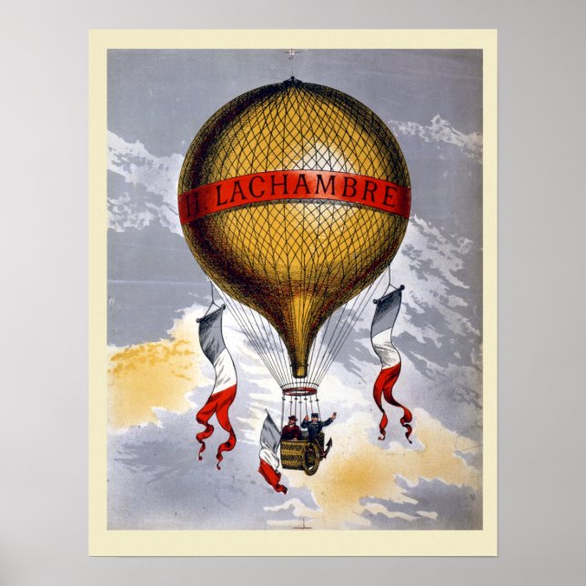 Póster Balón Henri Lachambre francés de época (Frente)