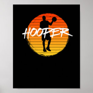 Póster Baloncestista al Atardecer Estilo Vintage