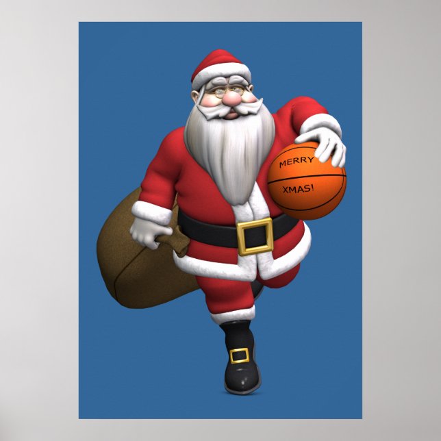 Póster Baloncestista de Santa Claus (Frente)