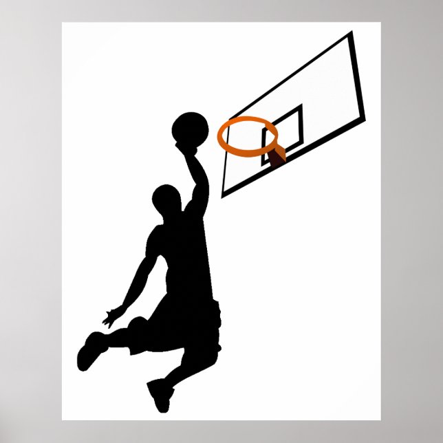 Póster Baloncestista Silhouette Slam Dunk (Frente)