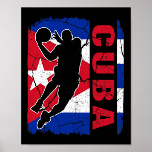 Póster Baloncestistas cubanos Bandera de Baloncesto