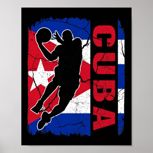 Póster Baloncestistas cubanos Bandera de Baloncesto (Frente)