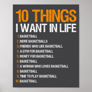 Póster Baloncesto 10 cosas que quiero en la vida para hom
