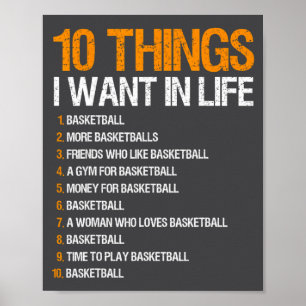 Póster Baloncesto 10 cosas que quiero en la vida para hom
