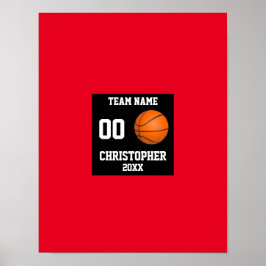 Póster Baloncesto 7 Fotocollage Nombre del equipo rojo