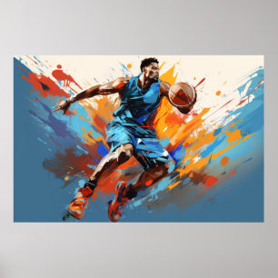 Póster Baloncesto Acción Pintura deportiva Resumen Art De