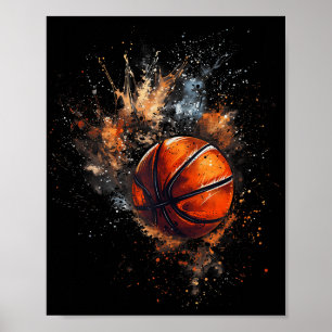 Póster Baloncesto acuarela Baloncesto Jugador Dibujo Ar