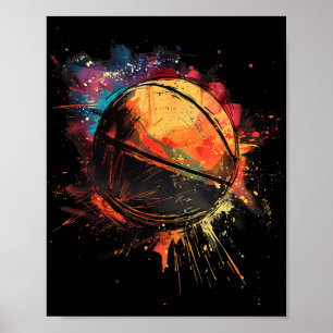 Póster Baloncesto acuarela Baloncesto Jugador Dibujo Ar