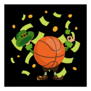Póster Baloncesto Afortunado Feliz Día de Patrick