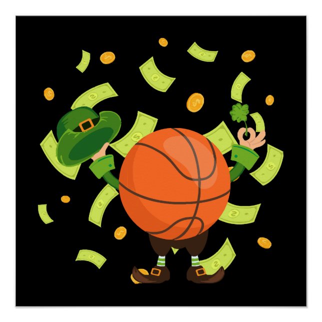Póster Baloncesto Afortunado Feliz Día de Patrick (Anverso)