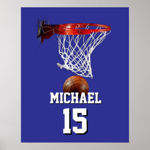 Póster Baloncesto Agrega tu nombre y número Pop Art