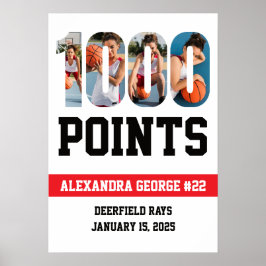 Póster Baloncesto Blanco 1000 Puntos