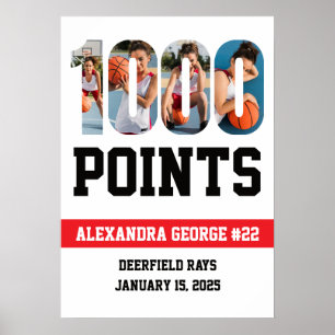 Póster Baloncesto Blanco 1000 Puntos