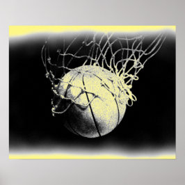 Póster Baloncesto con efecto fotográfico antiguo dañado