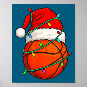 Póster Baloncesto Con Gorro De Santa Divertido Gif De Nav