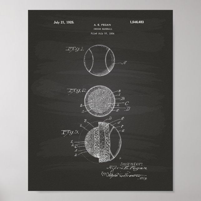 Póster Baloncesto cubierto 1925 Patent Art Chalkboard (Frente)
