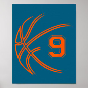 Póster Baloncesto cumpleaños 9 noveno 9 años niños niños