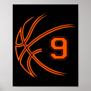 Póster Baloncesto Cumpleaños 9 Nueve 9 Años Niños Chicos