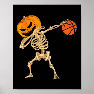 Póster Baloncesto Dabbing Skeleton Halloween Bas masculin