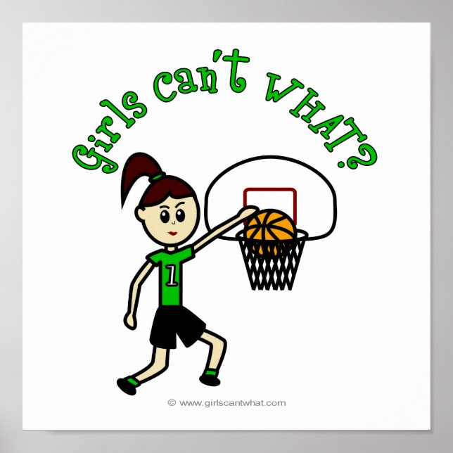 Póster Baloncesto de Chicas Verdes Ligeros (Frente)