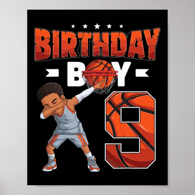 Póster Baloncesto de Dabbing Niño de 9 años Noveno Nacimi (Frente)