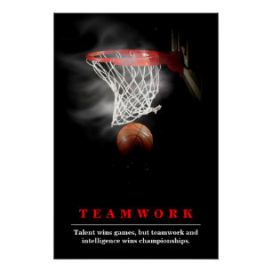 Póster Baloncesto de Equipo Motivacional Inspirador