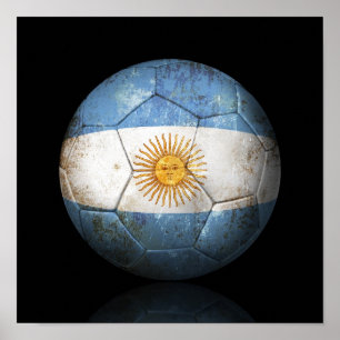 Póster Baloncesto de fútbol con bandera argentina