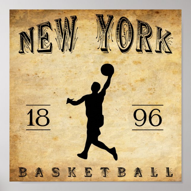 Póster Baloncesto de Nueva York de 1896 (Frente)