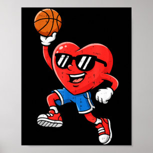 Póster Baloncesto del Día de San Valentín para Chicos Ado