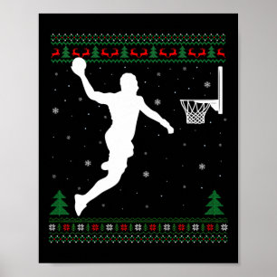 Póster Baloncesto Dunking Navidad Jugador de Baloncesto f