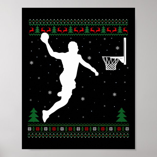 Póster Baloncesto Dunking Navidad Jugador de Baloncesto f (Frente)