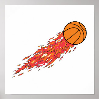 Póster baloncesto en llamas
