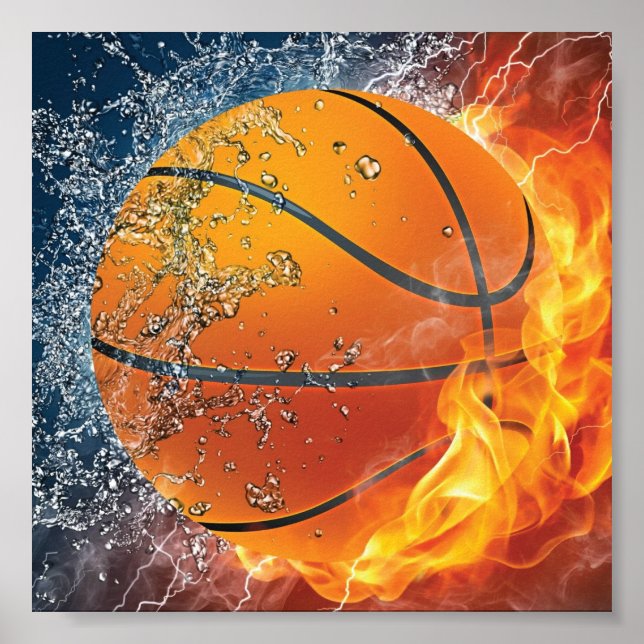 Póster Baloncesto en llamas (Frente)