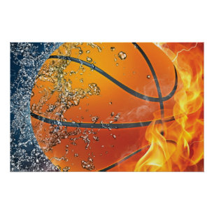 Póster Baloncesto en llamas