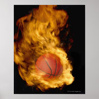 Baloncesto en llamas (compuesto digital)