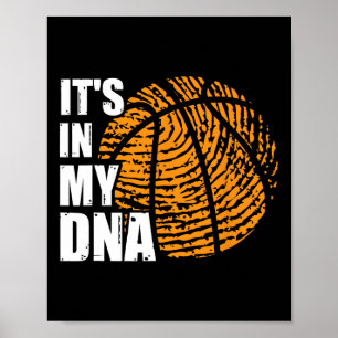 Póster Baloncesto es en mi ADN Huella digital divertida B