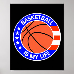 Póster Baloncesto es mi vida es la bandera de los Estados
