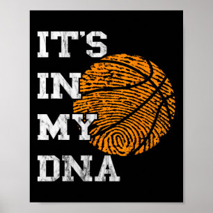 Póster Baloncesto está en mi ADN Huella digital jugando a