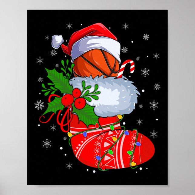Póster Baloncesto Gracioso En Navidades Socava Santa Bask (Frente)