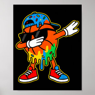 Póster Baloncesto haciendo Dabbing Helado Goteo Chicos Ba
